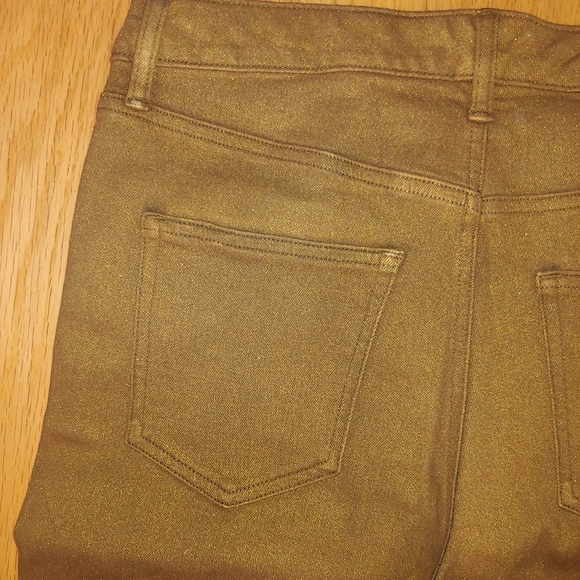 NWOT Lauren Ralph Lauren Metallic Gold High Rise Straight Ankle Jeans – Size 8 - Picture 8 of 9